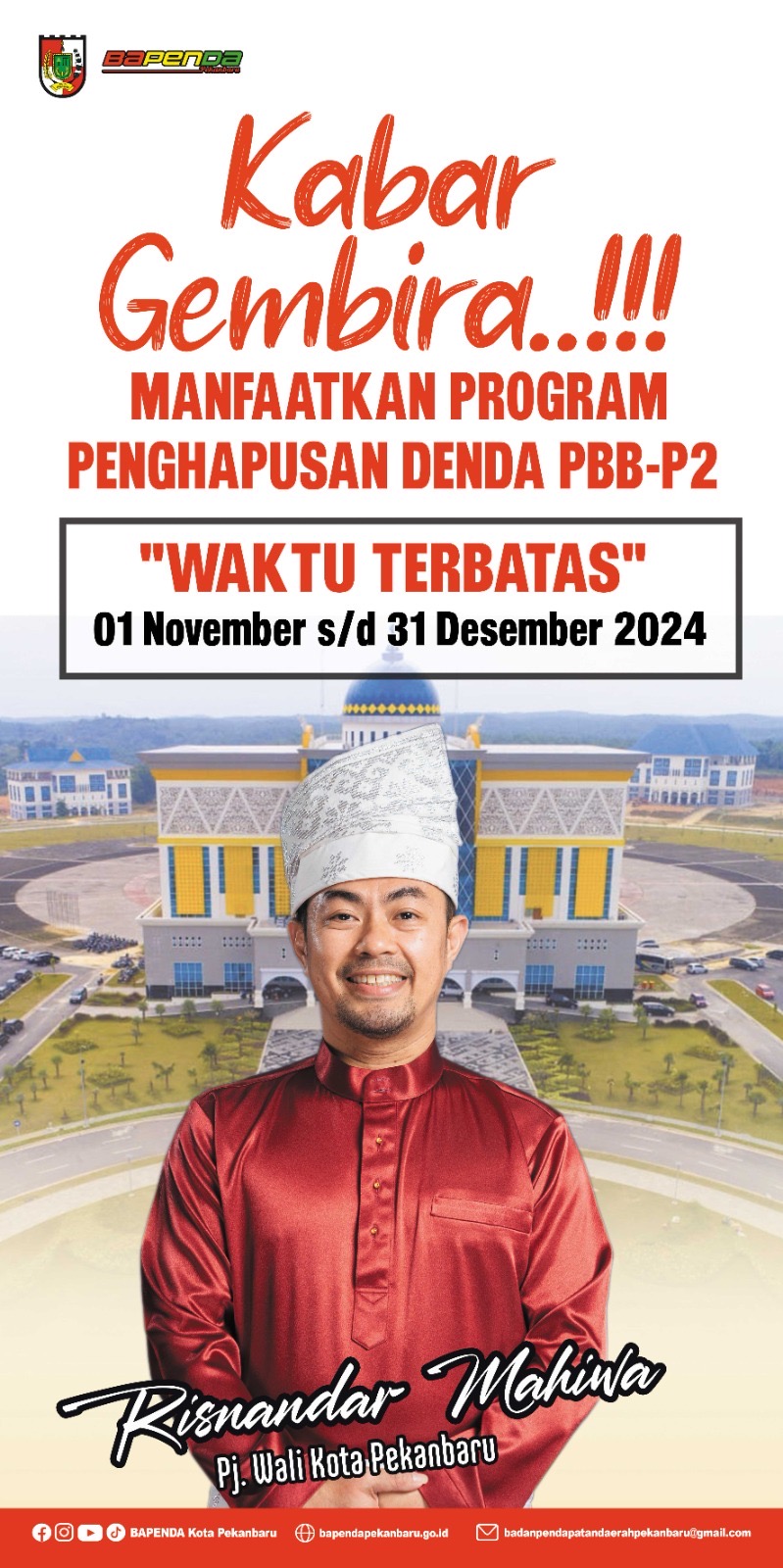 Pemko Pekanbaru Minta Warga Manfaatkan Program Penghapusan Denda PBB-P2
